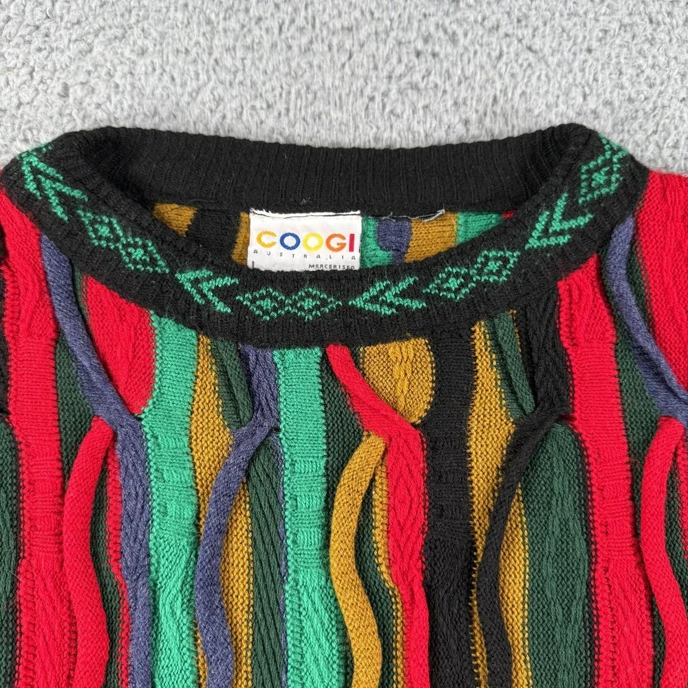 Vintage Coogi Sweater Mens Large Multicolor Australia Mercerised Hip‎ Hop 90s
